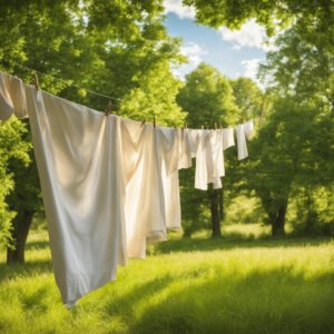 sheets hanging in the sunshine