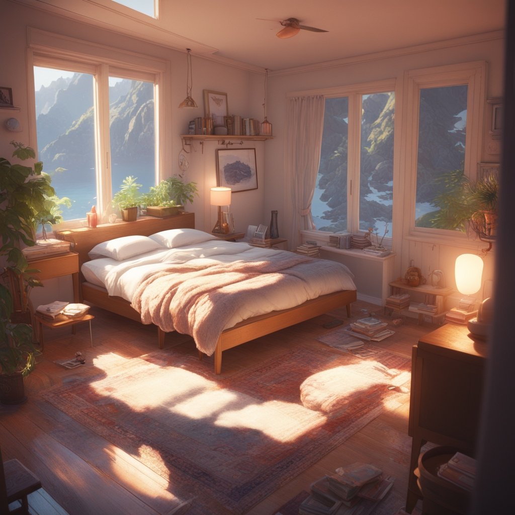 cozy bedroom with furniture